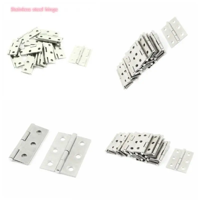 20 Pcs Door Connector Accessories Furniture Home 6 Mounting Holes Stainless Steel Hinges Window Cabinet Jewelry Box