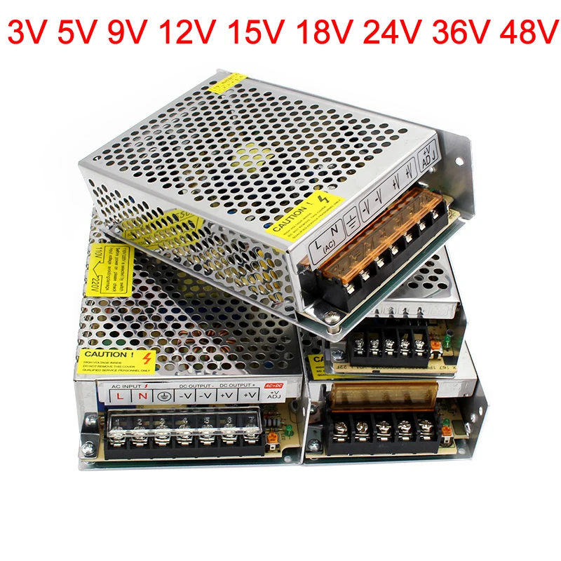 Voeding Buck Transformator Ingang 220V Step-Down Naar 3 5 9 12 15 18 24 36 48V Aluminium Shell Honingraat Type Swich Power Supp