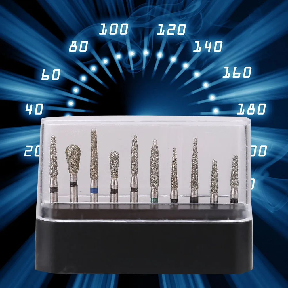 10Pcs/Pack FG 1.6mm Dental High Speed Burs High Speed Handpiece Turbine Diamond Drills Diamond Polishing Tooth Preparation Burs