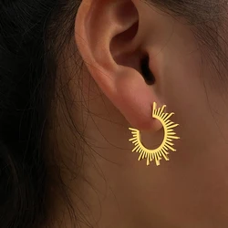 Stainless Steel Jewelry Geometric Earrings For Women Best Half Circle Spiked Femme Charm Earrings Party Best Wedding Gifts