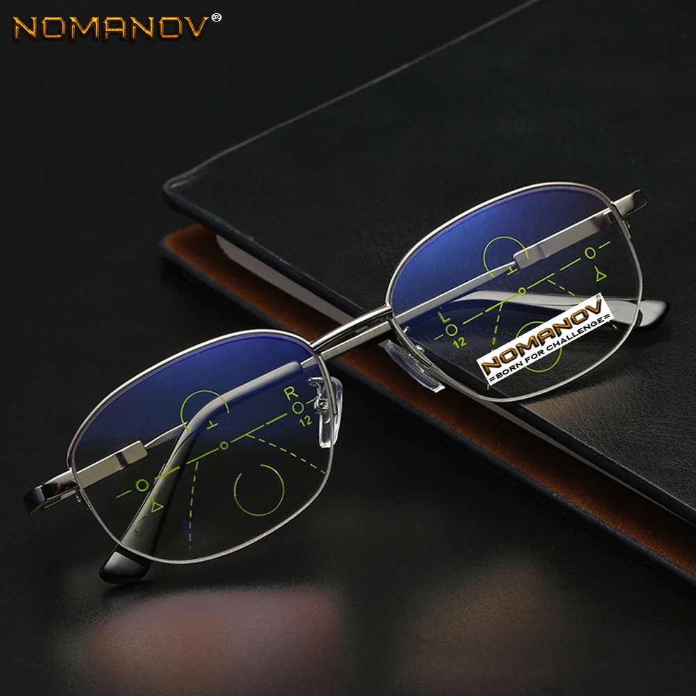 

Round Memory Frame Blu Light Blocking Lens Men Women Progressive Multifocus Reading Glasses Add 75 100 125 150 175 200 To 400