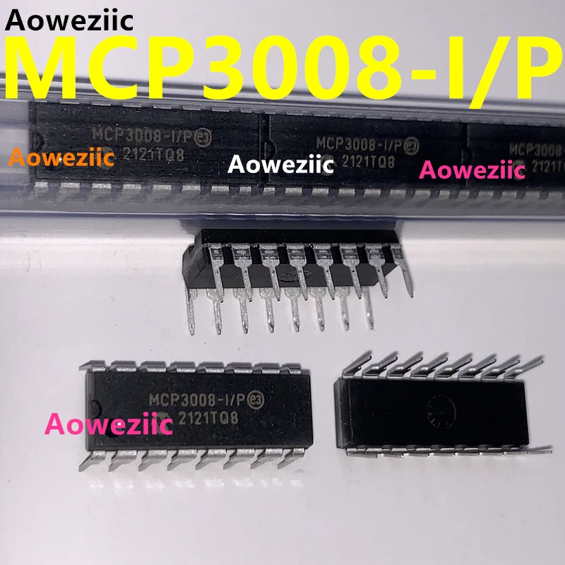 Aoweziic 1Pcs MCP3008-I/P MCP3008 DIP-16 SPI Serial Interface IC Analog-To-Digital Converter Chip New Imported Original