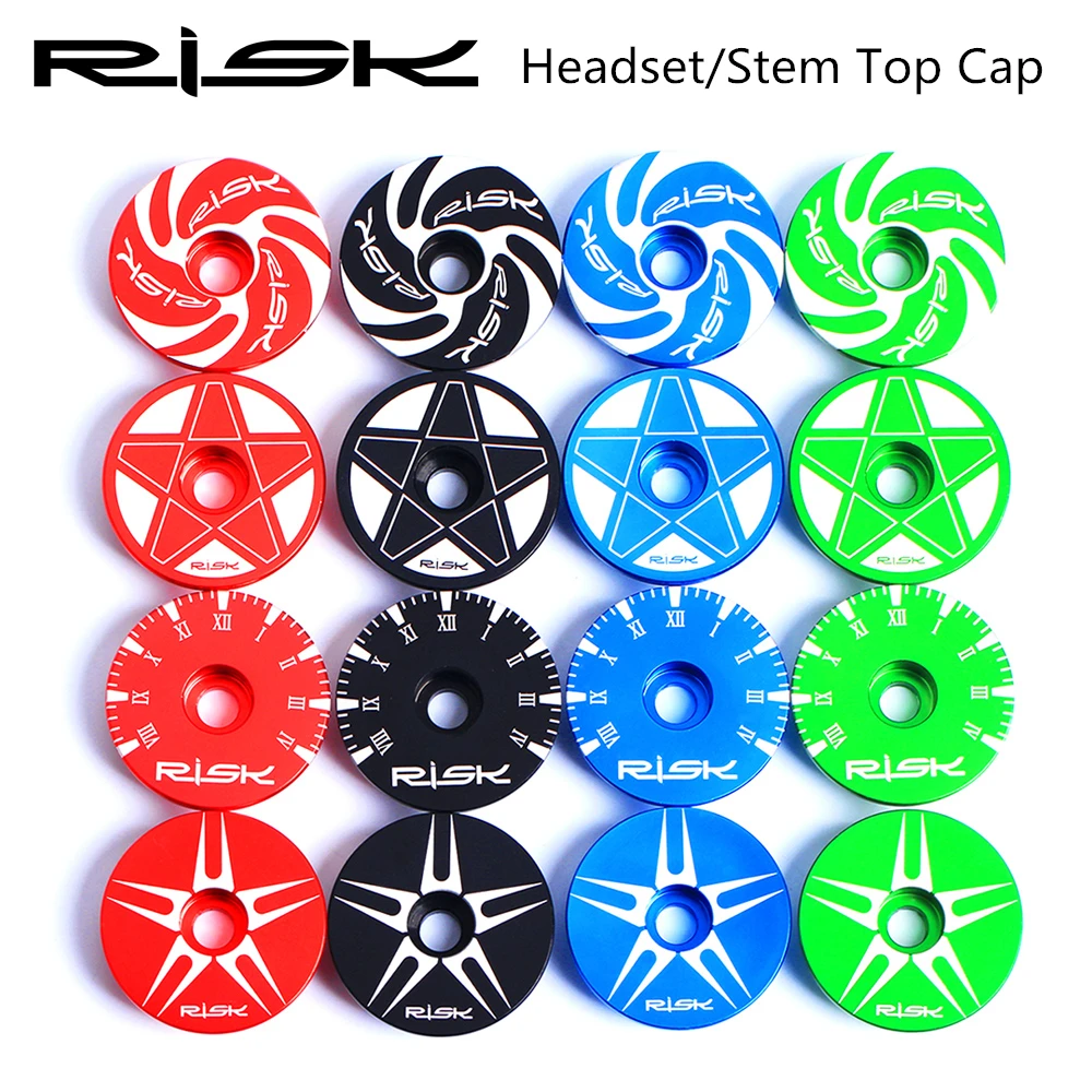 RISK MTB Road Bike Headset Cover Aluminium Bicycle Stem Top Cap With Bolt for 28.6mm Front Fork Cycling Headset Cap Accessories