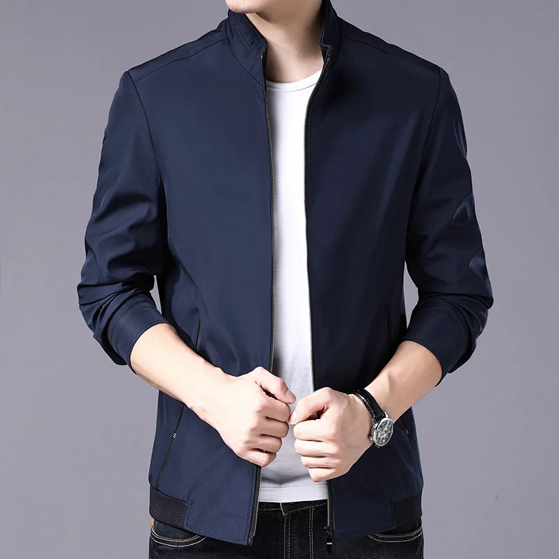 

MRMT 2024 Brand New Men's Loose Thin Jacket Men Middle Aged Jacket Stand Collar Large Size Casual Jacket Men