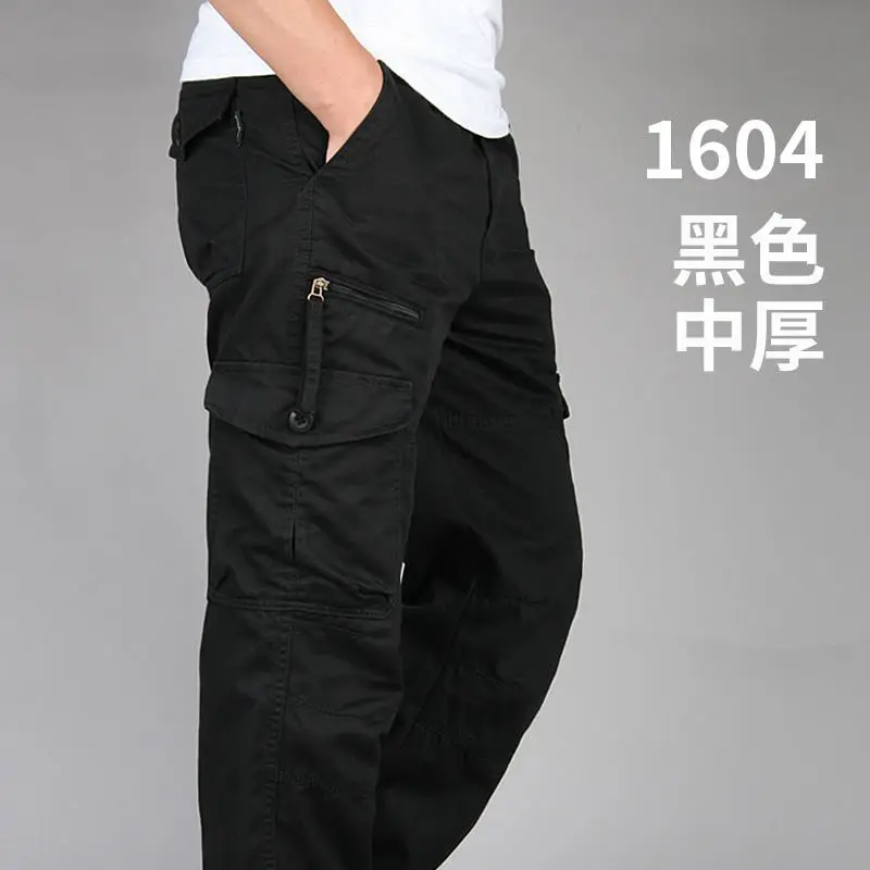 Men's Winter Cotton Trousers Loose Casual Cargo Pants Running Overalls Sweatpants Sports Hiking Outdoor Work Pants Fleece