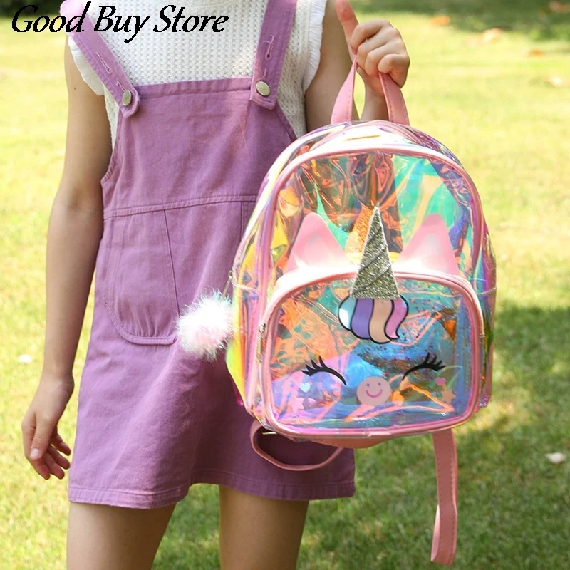 Transparant Jelly Rugzakken Kinderen Eenhoorn Schooltas Glitter Pailletten Rugzakken Purse Kids School Tassen Meisjes Satchel Mochila