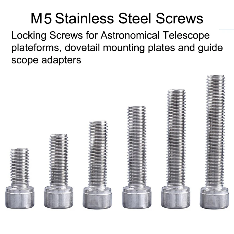 5pcs/set M5 Astronomical Telescope Locking Stainless Steel Screw for Dovetail Mounting Plates/Platforms/Adapters