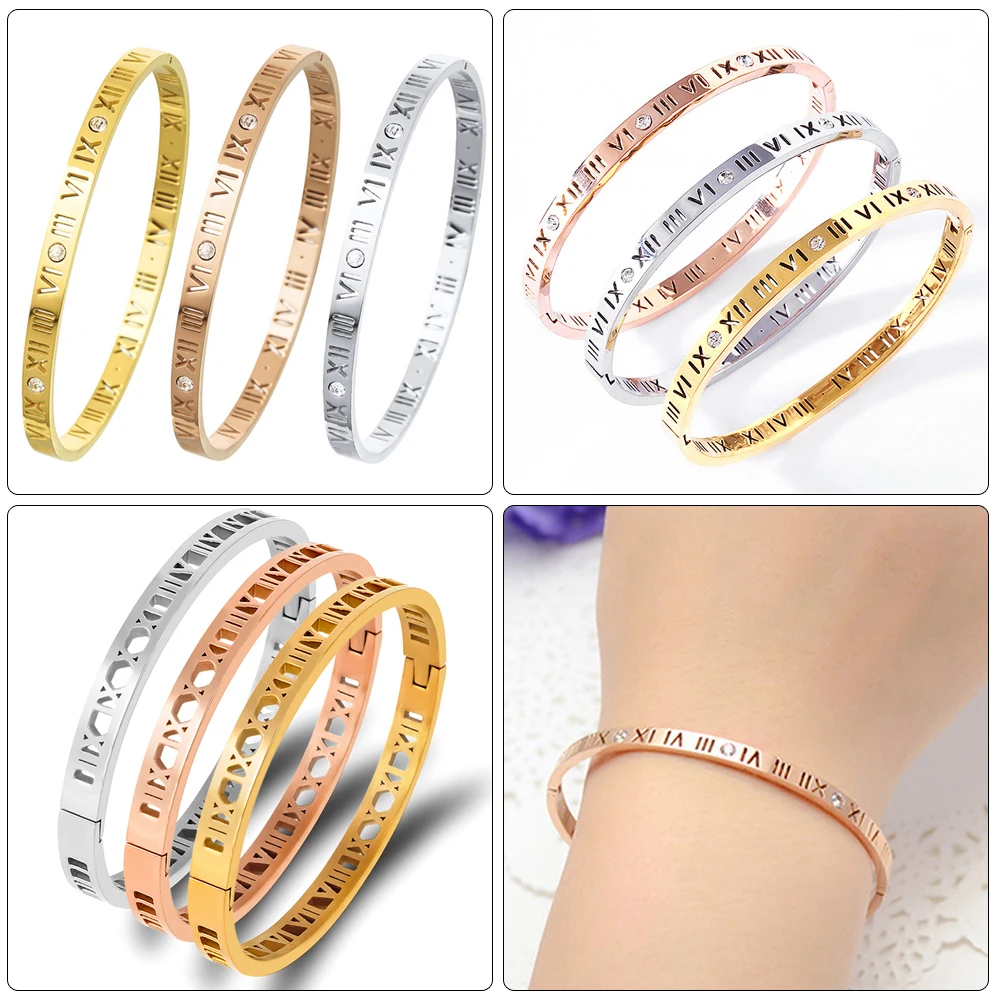 Trendy Crystal Bracelets for Women Fashion Bangle Bracelet Titanium Love Pulseiras Stainless Steel Bangles Feminina Jewelry Gift