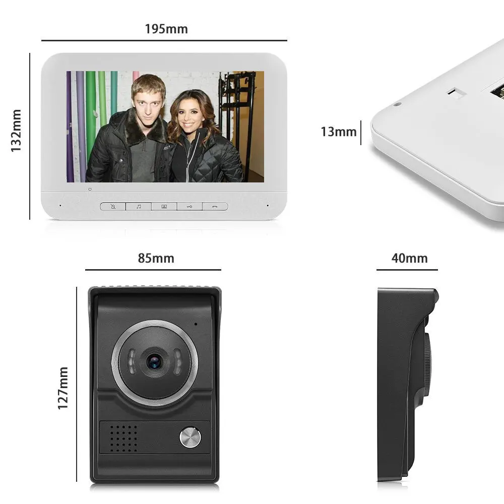 7 Inch Bedraad Video Deurtelefoon Visual Video Intercom Speakerphone Intercom Systeem Met Waterdichte Outdoor Ir Camera
