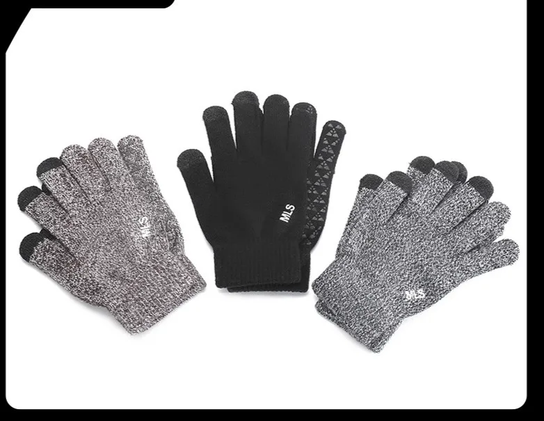 Knit Autumn Winter Spot Warm Gloves Men's Non-slip Wool Outdoor Touch - Screen Gloves