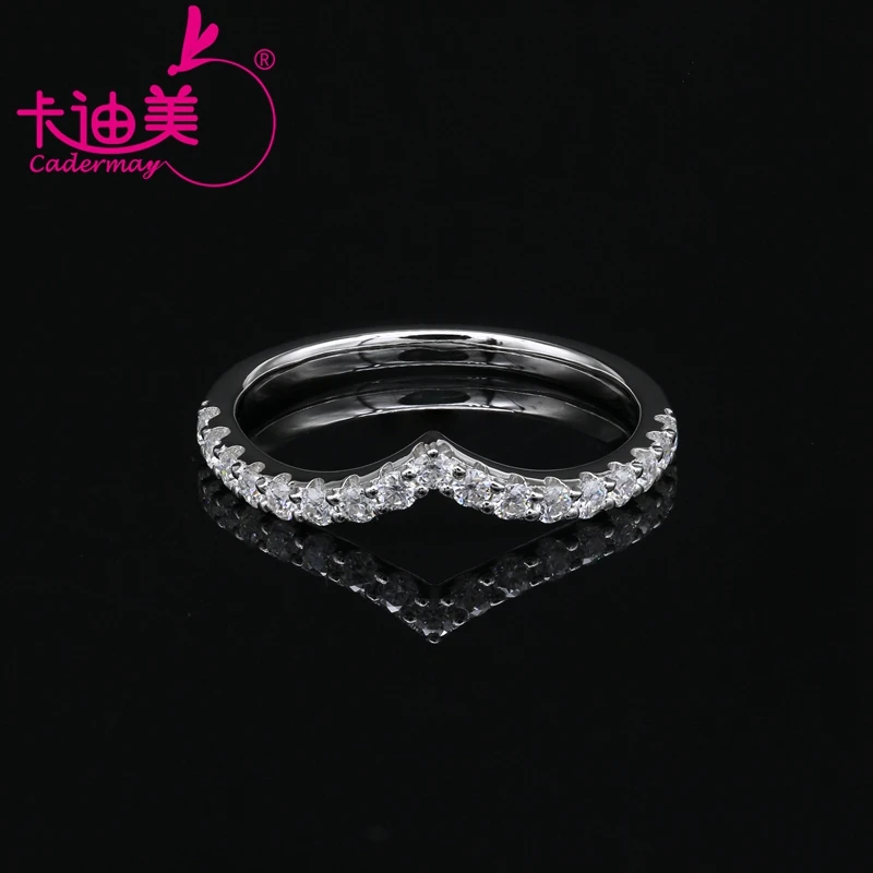 CADERMAY Hot Sale Classic Silver 925 EF Shaped Moissanite Diamond Eternity Ring  For Women And Girls Customized Jewelry