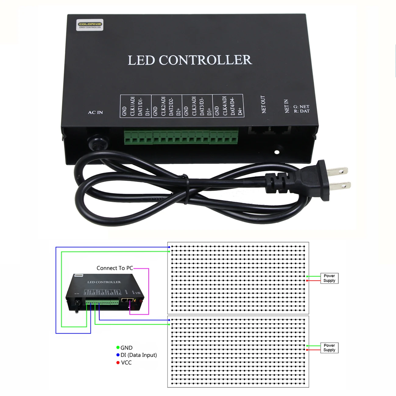 H802RA Artnet To SPI Pixel Controller 4 Ports 4096 Pixels With WS2801 WS2811 WS2812 WS2815 Support MADRIX / Jinx!