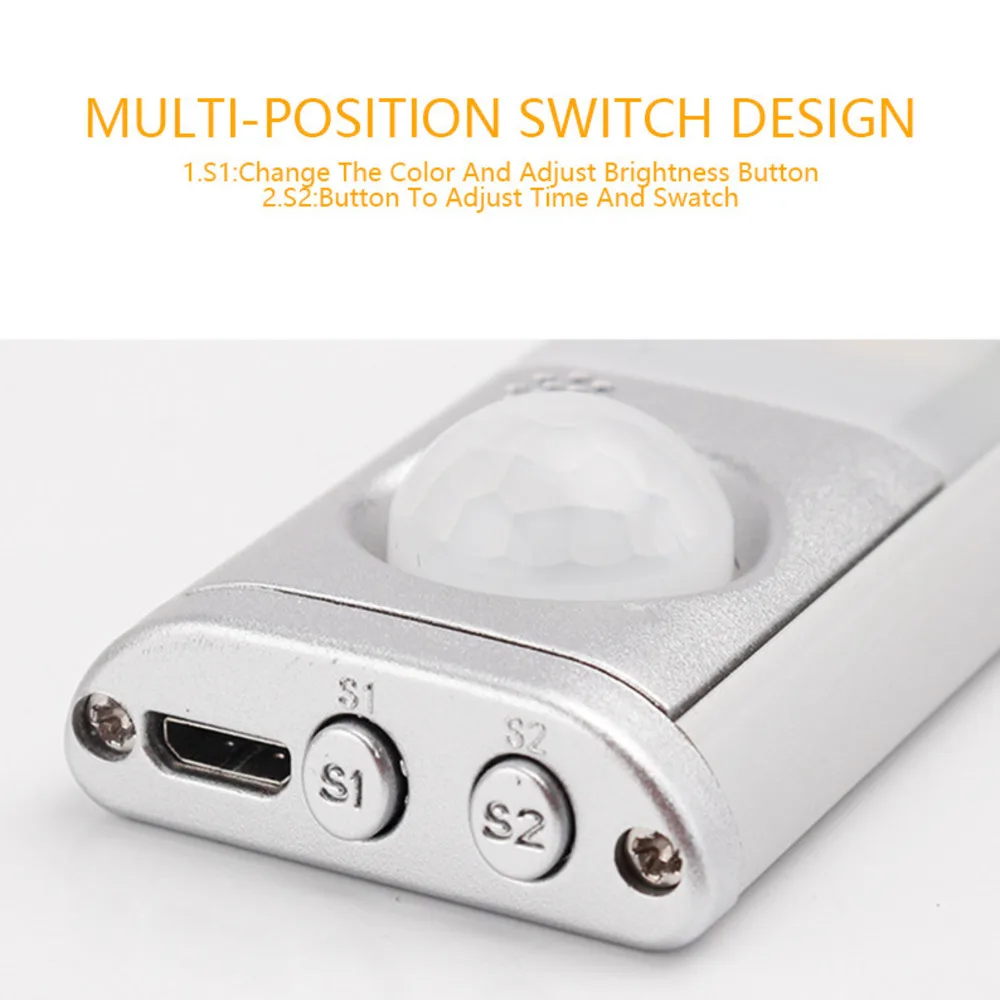 LED Closet Light Lamp With Wireless PIR Motion Sensor Light Kitchen Lighting USB Rechargeable Under Cabinet Lights For Bedroom