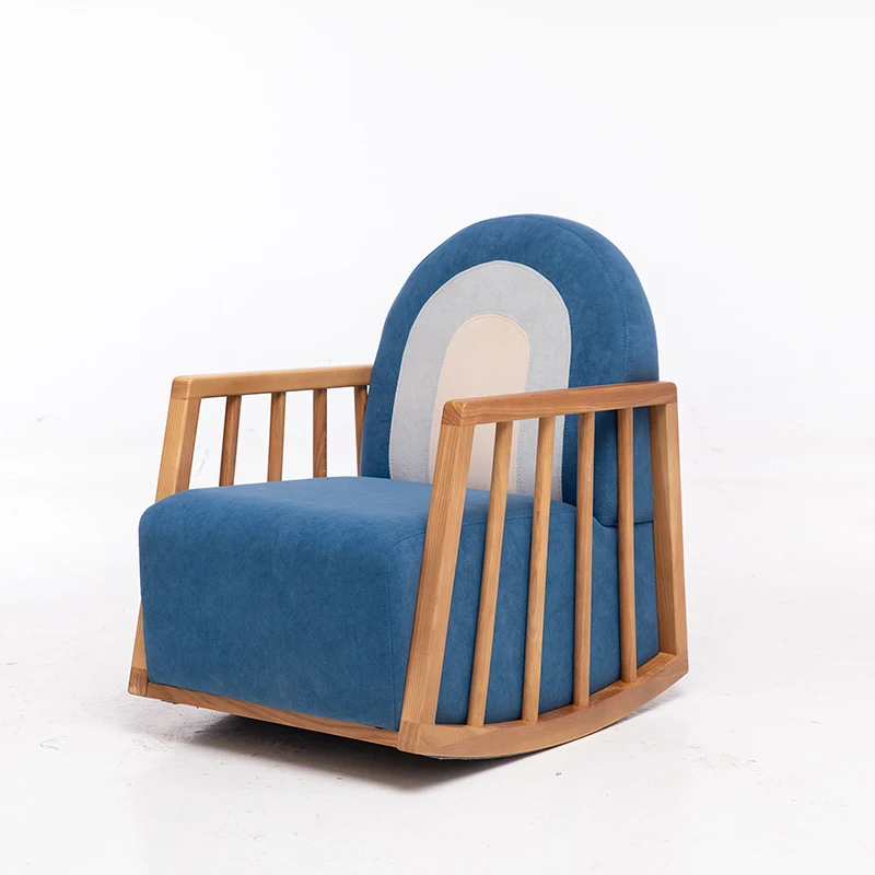 

Nordic Children's Solid Wood Rocking Chair Single Balcony Leisure Recliner Modern Lazy Sofa Home Decoration Accessories