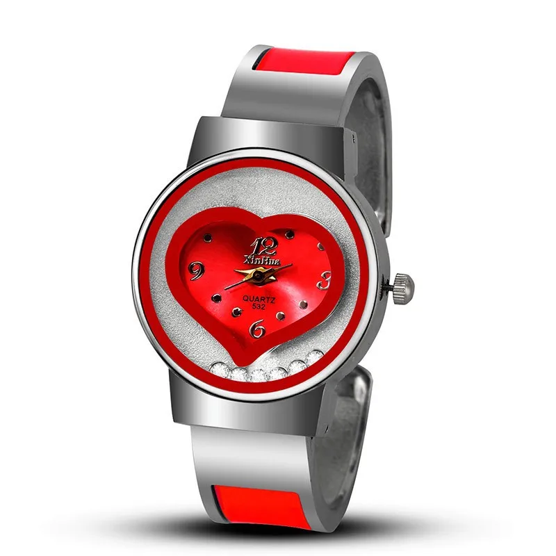 UTHAI CE80 ladies heart-shaped open bracelet watch casual cute ladies quartz watch