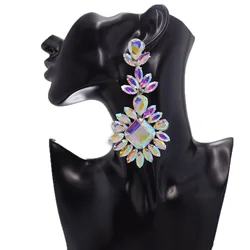 CUIER Luxury Crystal Long Drop Earrings Women Fashion Statement Earrings Wedding Party Gifts Accessory rhinestones Jewelry