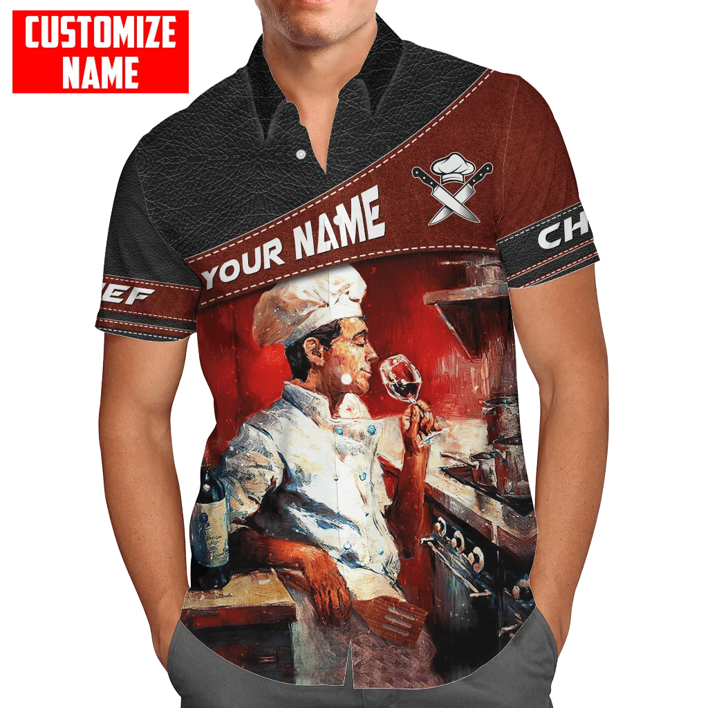 2022 Hot Sale Summer Hawaii Short sleeve Shirts Custom Name Master Chef 3D Printed Hawaiian Shirt Mens Casual Beach Shirt XW-02