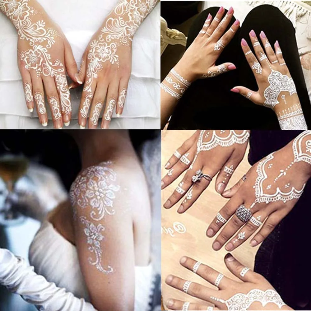 Henna Cone Tattoo Paint Women White Body Art Paint Waterproof Temporary Tattoos Paste Bride Wedding Lace Fashion Accessory