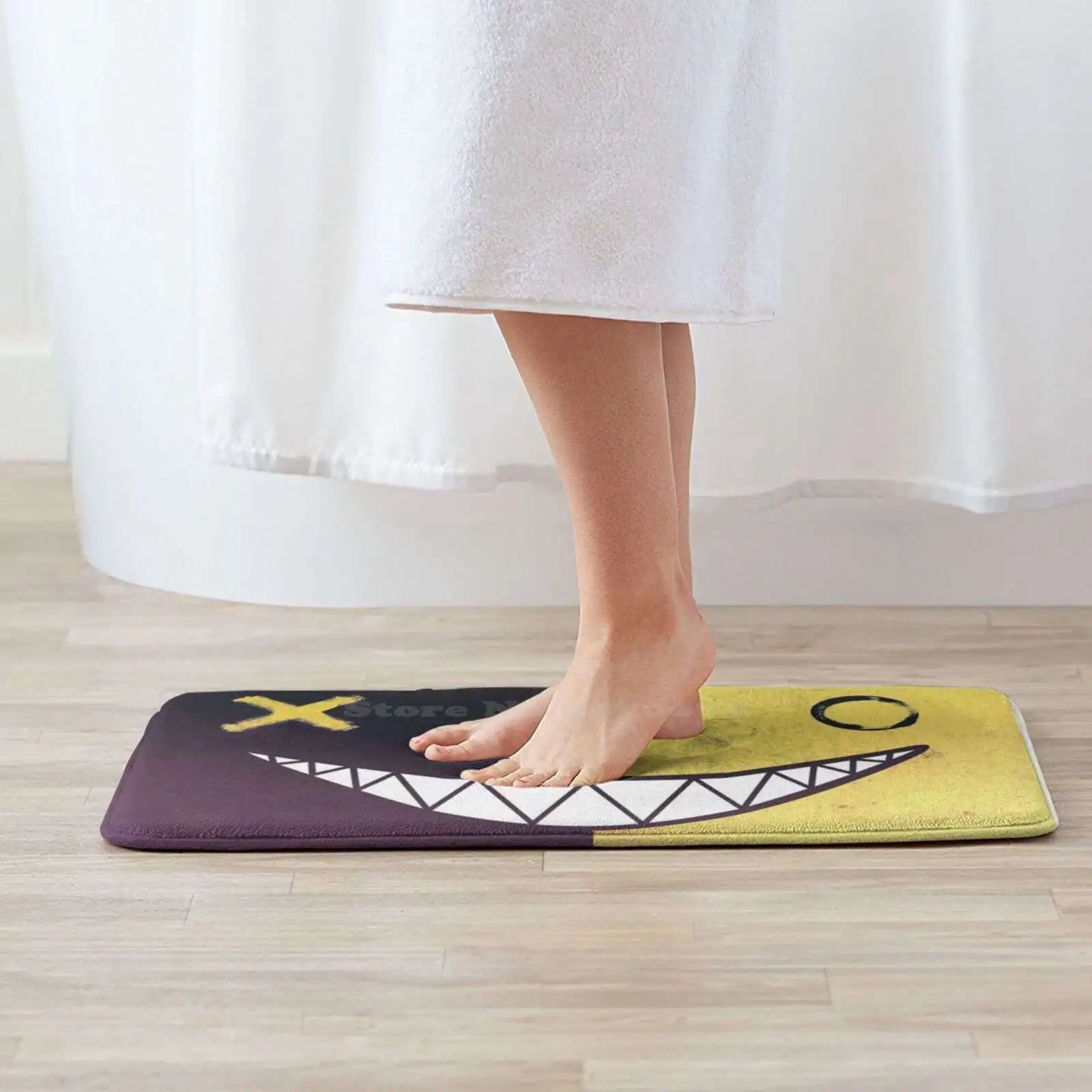 Pointed Smile Mask Soft Cushion Home Carpet Door Mat Car Rug Halloween Punk Cyber Pointed Smile