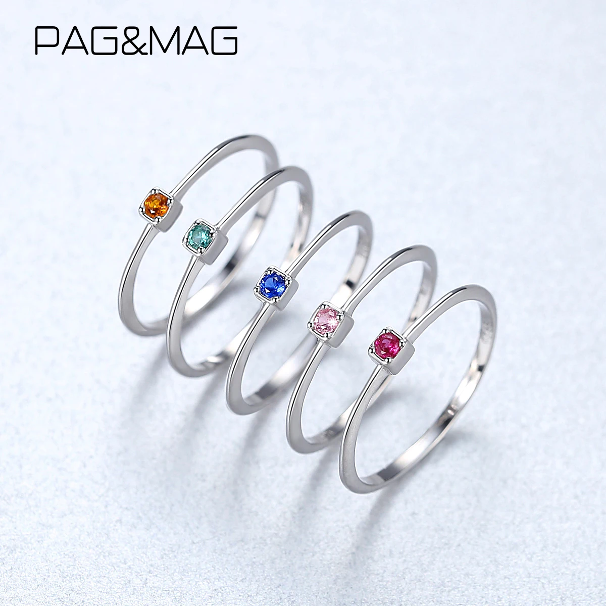 PAG&MAG Created Emerald VVS Bague Rings 925 Sterling Silver Stackable Ring For Women Green Gemstone joyas de plata 925 mujer