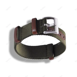 Zielony Czarny Szary 18mm20mm 22mm Nylon + Pasek z prawdziwej skóry Khaki Zegarek terenowy H69439931 441 Męski pasek do zegarka sportowego na świeżym powietrzu