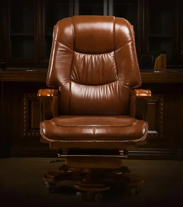 Boss chair genuine leather can lie down massage big shift chair solid wood swivel chair computer chair home lift office chair