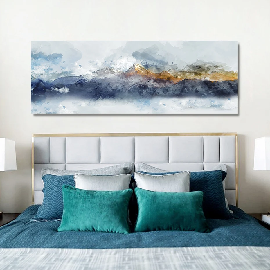 Long Landscape Abstract Mountain Sofa Background Canvas Paintings Poster Print Wall Art Pictures Living Room Home Decor NO FRAME