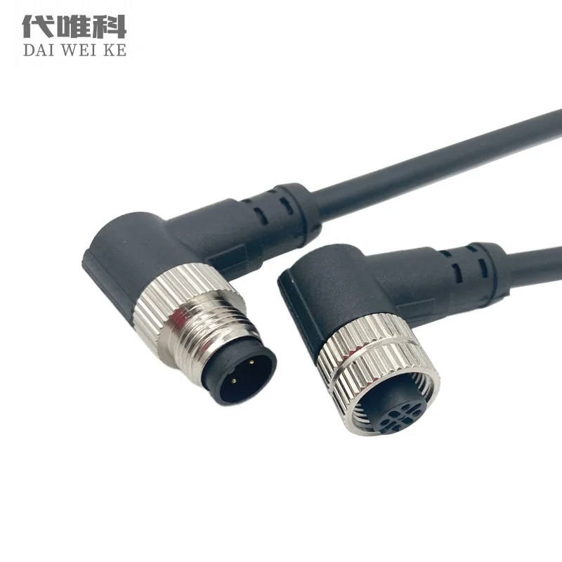 M12 Sensor Connector +3m PVC Wire Cable Waterproof Plug IP67 Male&Female 4/5/8/12Pin  A/B/D Type Screw& Solder Industry Machines