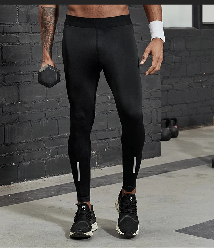 VANSYDICAL Kompressionshose für Herren, Laufhose mit reflektierendem Streifen, Basketball-Leggings, Workout, elastische Taille, Hose für Herren – Detail 10