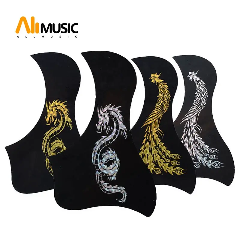 Phoenix And Dragon Pattern Acoustic Guitar Pickguard Pick Guard Sticker Bird Style Black