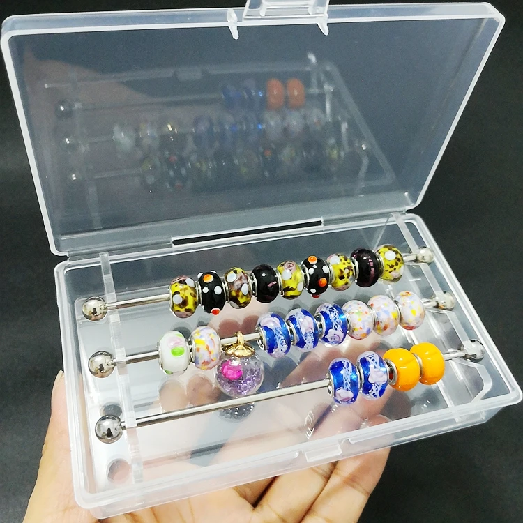 Acrylic Jewelry Charm Beads Storage Box for Trollbeads Bracelet Ring Holder Organizer Tray Diy Finding Display Stand Rack Case