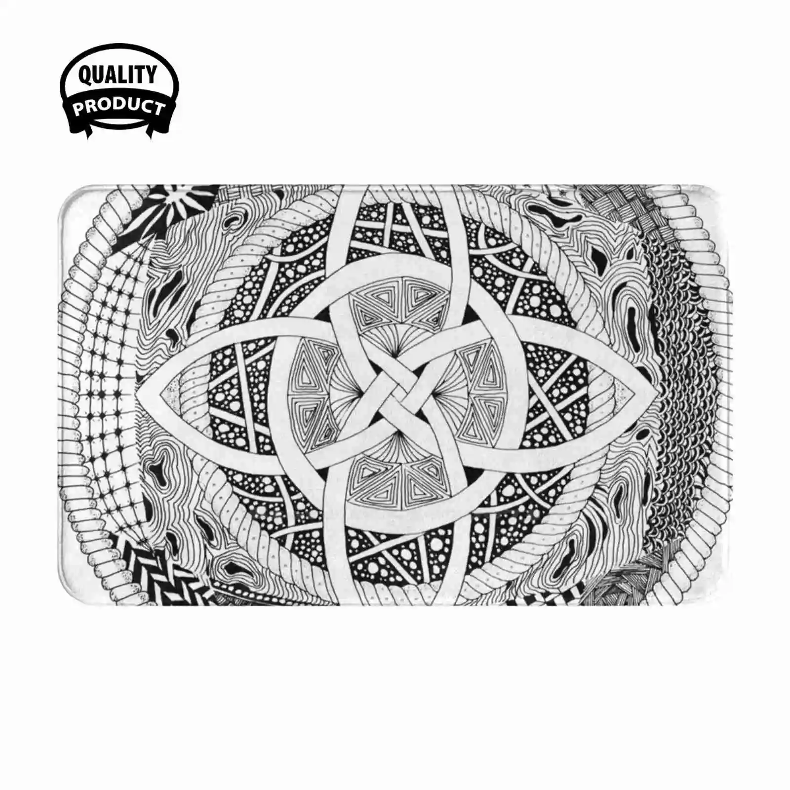 Tangle Soft Cushion Home Carpet Door Mat Car Rug Tangle Hazyappleart Knot Pen Ink Monochrome Circle Spherical Round Interwoven