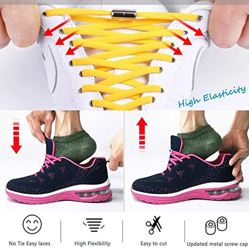 2021 Elastic No Tie Shoelaces Shoe Laces For Kids and Adult Sneakers Shoelace Quick Lazy Metal Lock Laces Shoe Strings