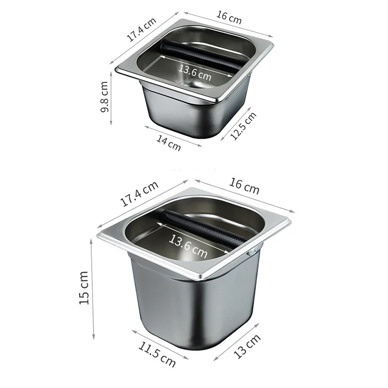 Coffee Knock Box 304 Stainless Steel Espresso Knock Box Built-In Container for Coffee Ground Storage Box Trash Can