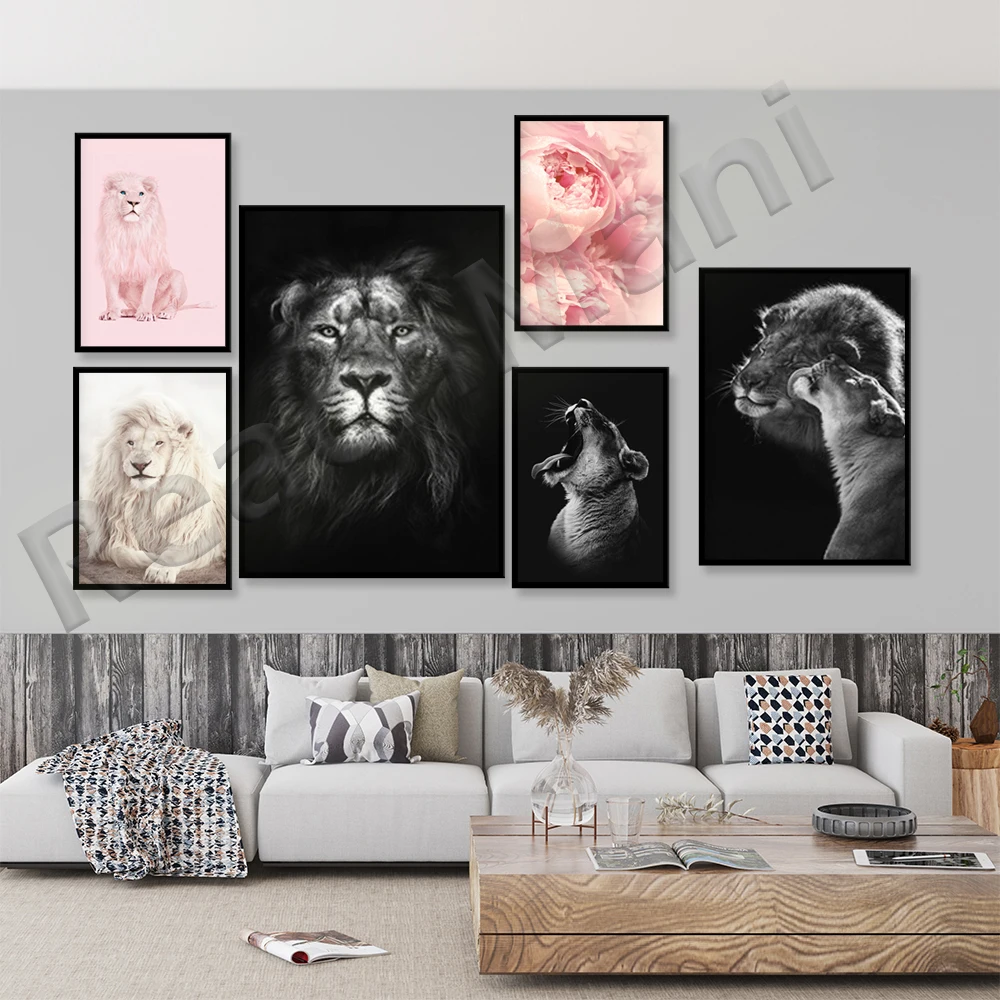 Pink Lion Print, Lion blush pink wall art, Pastel Pink Lion, King of the jungle, Candy Pink Lion, Shades of Pink Lion art