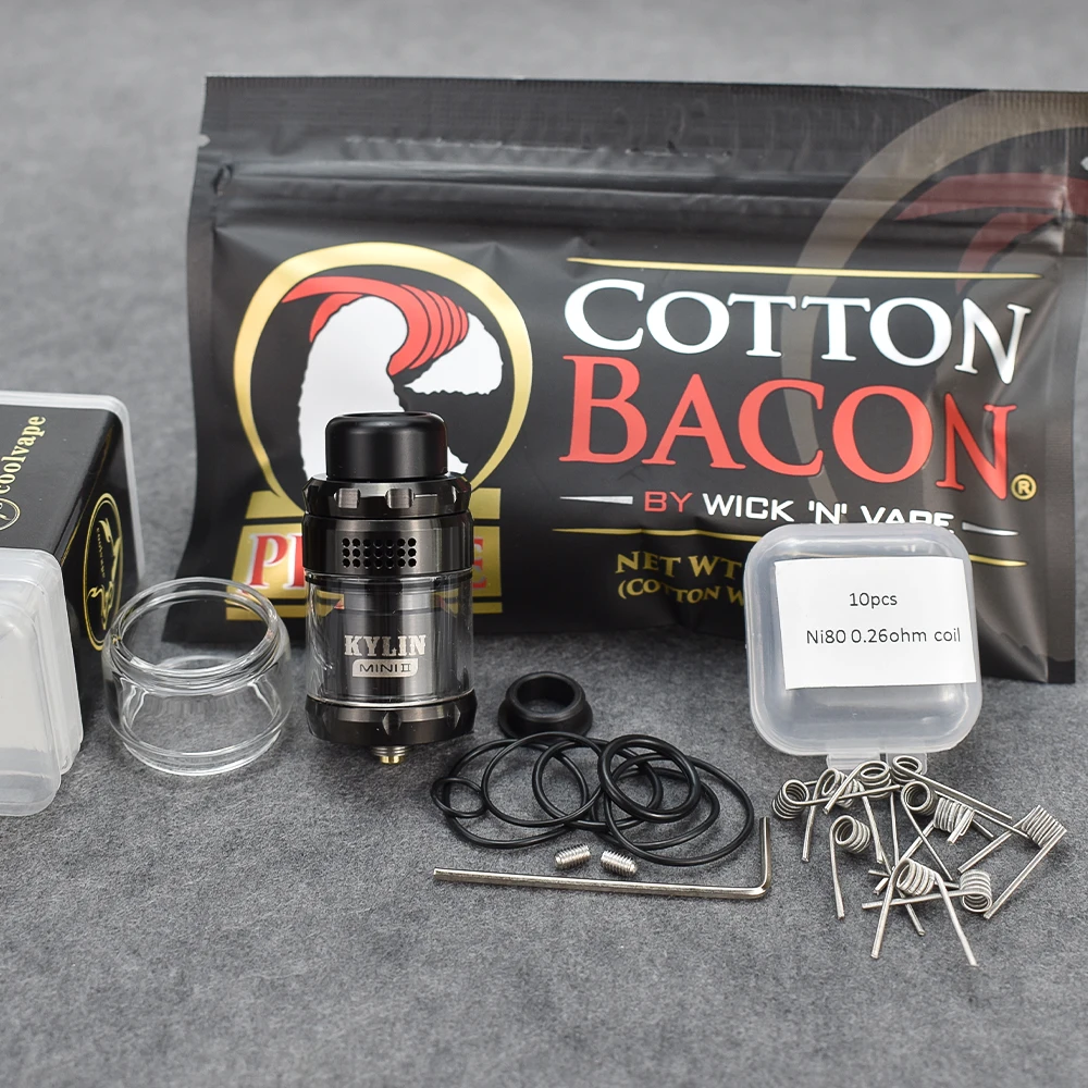 Kylin Mini V2 RTA Atomizzatore 316ss Bobina singola 3 ml/5 ml capacità 24,4 mm Serbatoio per sigaretta elettronica ricostruibile con filettatura 510 vs Zeus rta X Mesh