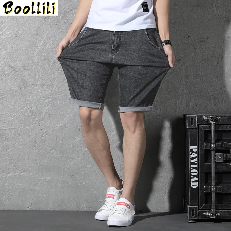 Dark 2023 Blue Grey Hot Summer Denim Men Short Jeans Designer Casual Distressed Knee Length Trouers Plus Size 28-44 46