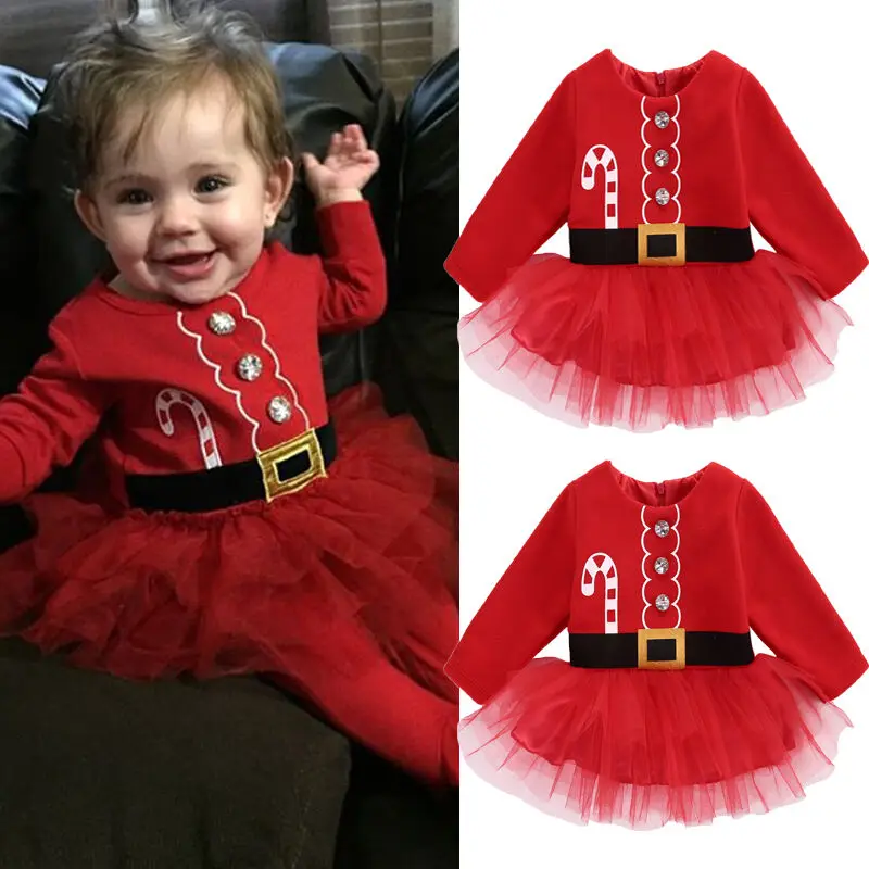 Christmas Costumes Baby Girls Dress XMAS Santa Claus Dresses Party Tulle Tutu Dress Christmas Dress Girls Clothes