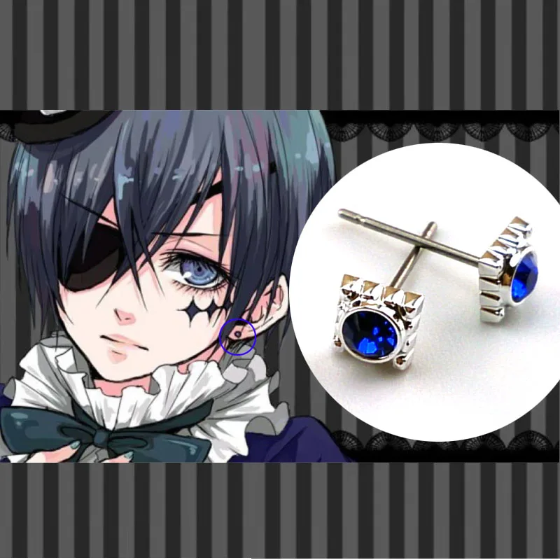 Anime Black butler Kuroshitsuji Ciel Phantomhive Cosplay earring studs Jewelry Set Halloween Ear studs Props accessories cosplay