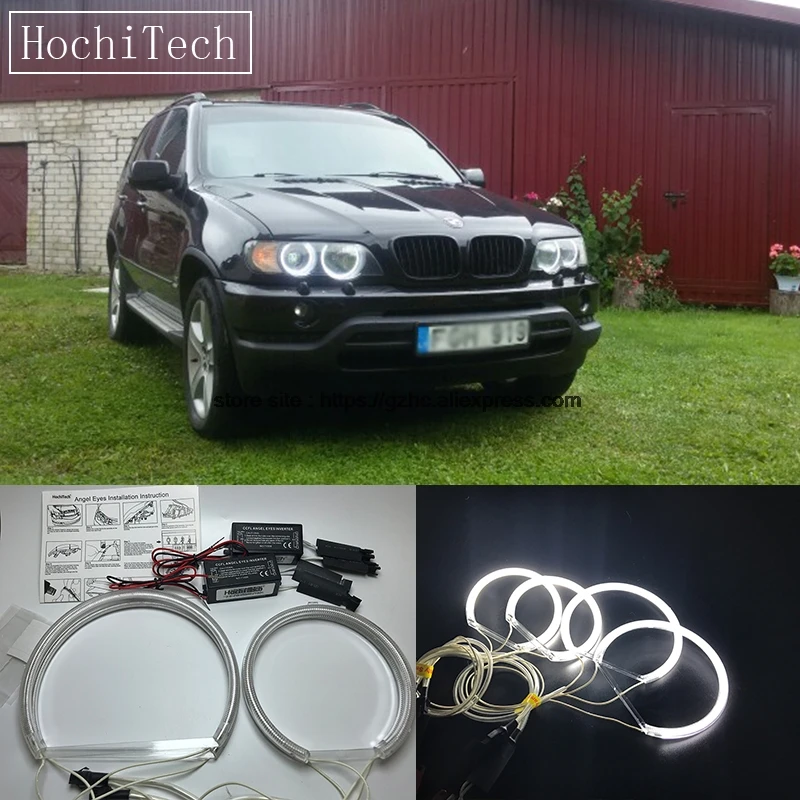 

HochiTech For Bmw E53 X5 1999-2004 Ultra Bright Day Light DRL CCFL Angel Eyes Demon Eyes Kit Warm White Ring 127.5mm&158mm