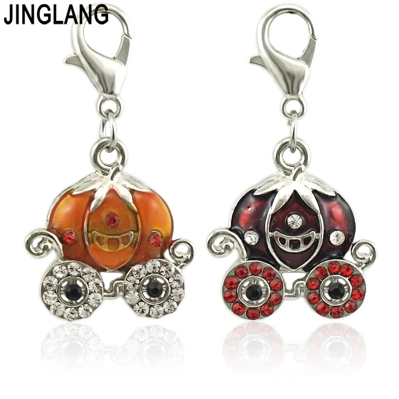 

JINGLANG Lobster Clasp Charms Rhinestone Mixed Pumpkin Mask Charms DIY Halloween&Christmas Decoration Gift Jewelry 50 pcs