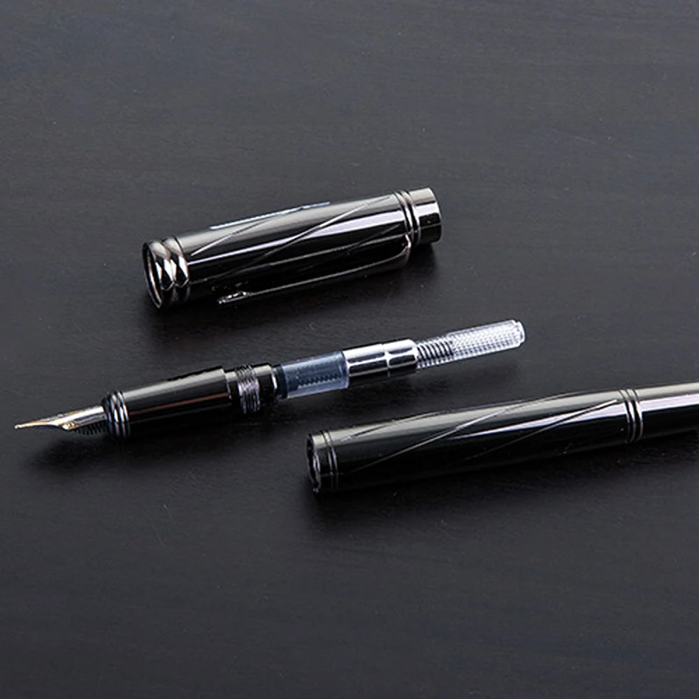 High Quality Luxury Silver Plating Fountain Pen Business Writing Ink Pens Metal 0.5mm School Student Stationery Supplies
