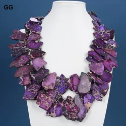 G-G Jewelry 22'' 2 Rows Natural Purple Sea Sediment Imperial Jaspers Crystal Necklace For Women