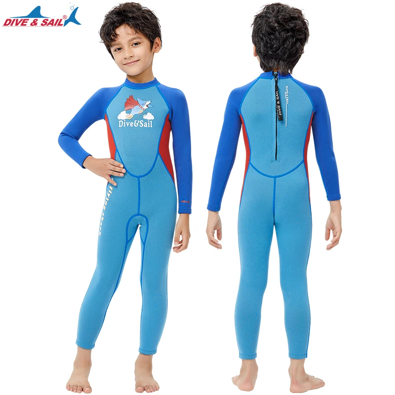 

Kids Wetsuit 2.5mm Full Suit Neoprene Swimming Suit Long Sleeve Back/Front Zipper Thermal Swimsuit for Children Junior Youth