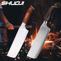9Cr15 Stainless Steel Kitchen Knife Chef Slicing Cooking Knives Vegetable Cutter Meat Slicer Cleaver Full Tang Handle Nakiri