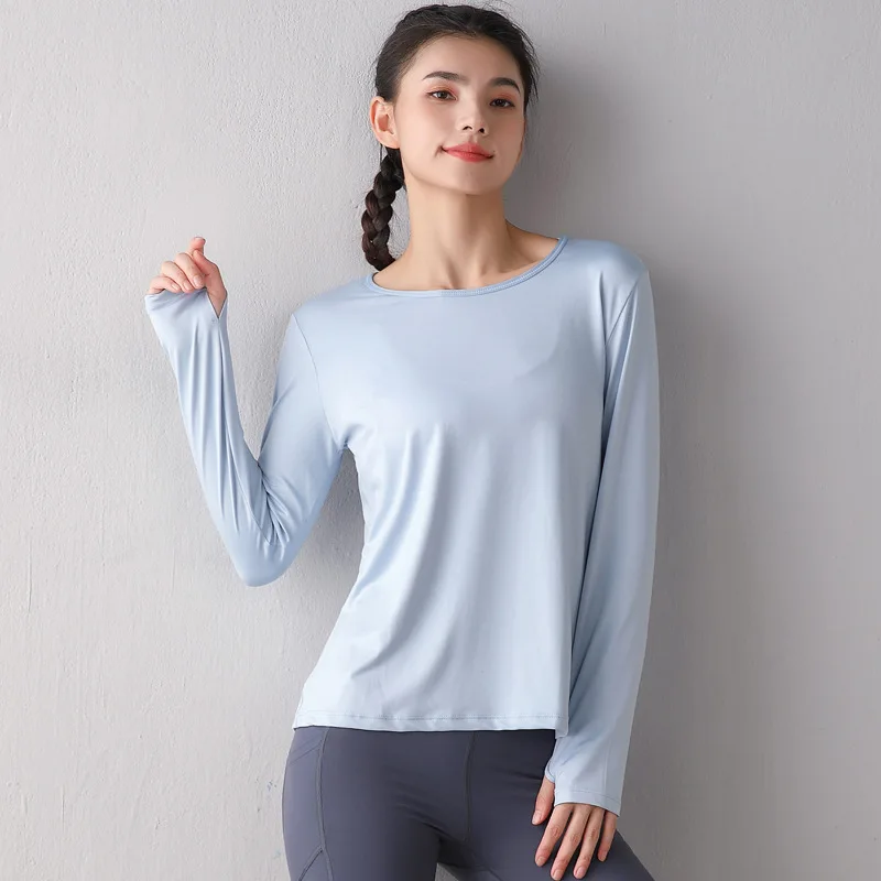 Women Loose Yoga Shirts Long Sleeves Sport T-Shirt Mesh Breathable Running Sweatshirts Quick Dry Gym Fitness Workout Tops Blouse