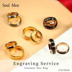 Classic Wedding Bands Anniversary Gold Plated Jewelry Engagement Tungsten Rings For Couples Engrave Your Name 4mm/6mm/8mm