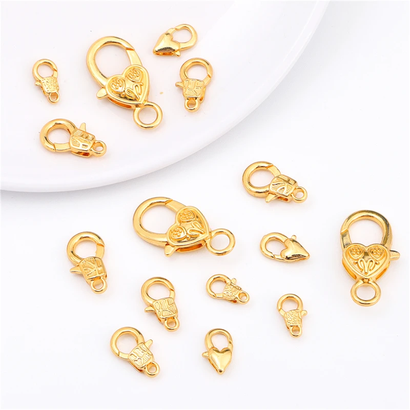 5Pcs 18K Gold Copper Lobster Clasps for Bracelets Necklaces DIY Hooks Chain Closure Accessories for Jewelry Making Findings