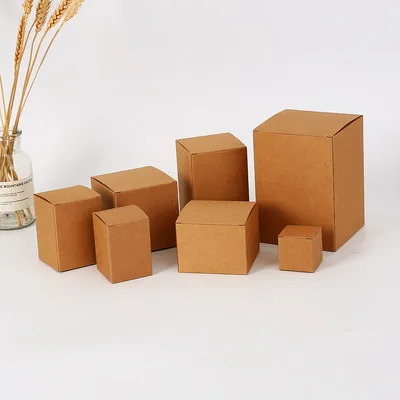 50pcs Multi sizes Brown White Kraft Paper Box Small Gifts Packaging Box Carton Paperboard Wedding Party DIY Supply Packing Box