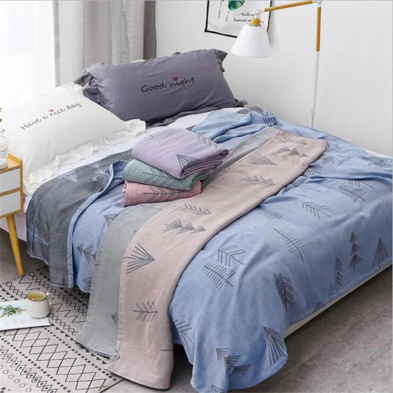 Bamboo Cotton Summer Quilt adult Bedding Blanket Bedspread 150*200 cm 2 Layers Muslin sleeping Gauze blanket for afternoon nap